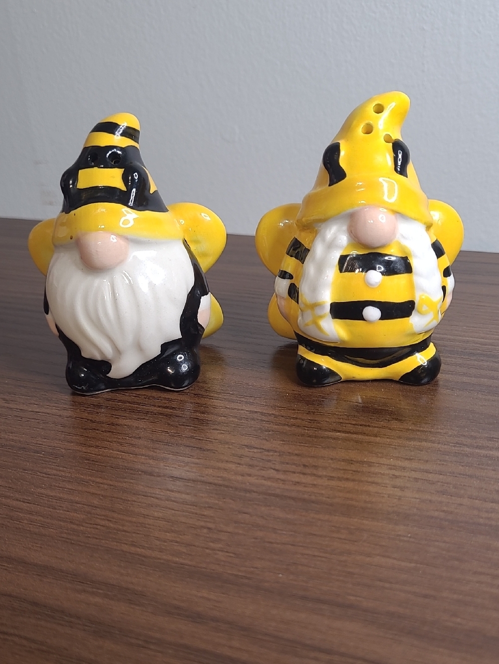 Yellow and Black Bee Gnome Salt and Pepper Shaker Set